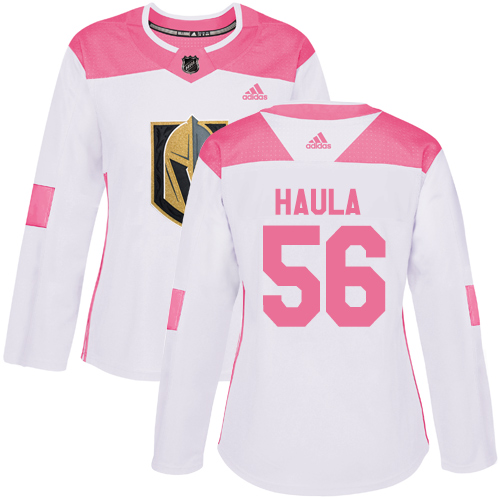 Adidas Golden Knights #56 Erik Haula White/Pink Authentic Fashion Women's Stitched NHL Jersey - Click Image to Close